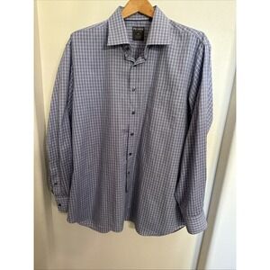 Proper Cloth  Dress Shirt Men's 17.5 34 35 Blue Check Business Button-Down